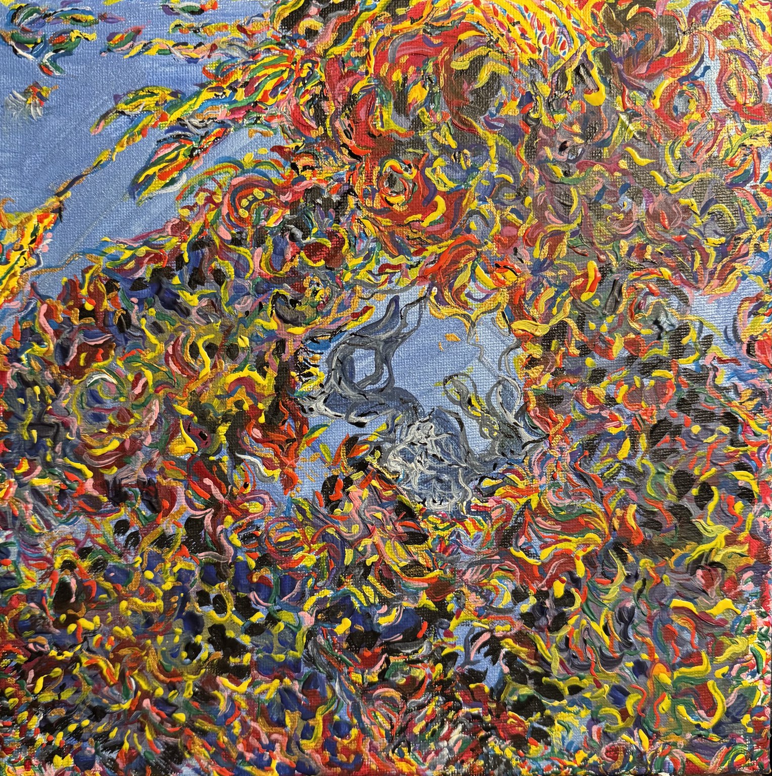 Multicolored abstract painting paired with Act III - Sly Fox