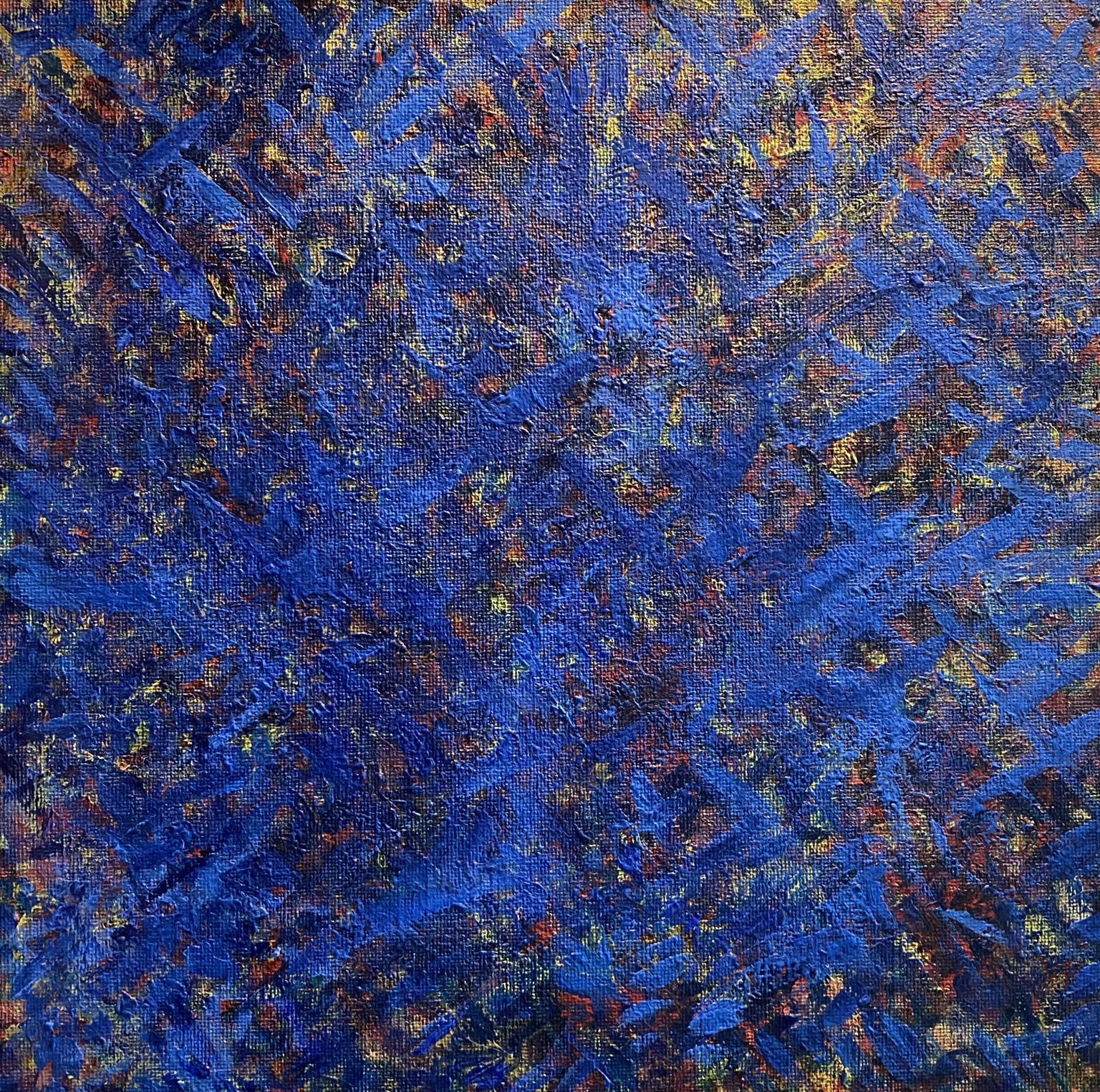 Deep blue abstract painting paired with I'm Gonna Go